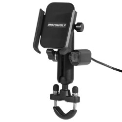 Motowolf Usb Şarj Soketli Gidon Bağlantılı Motosiklet Bisiklet Telefon Tutucu Ayarlanabilir