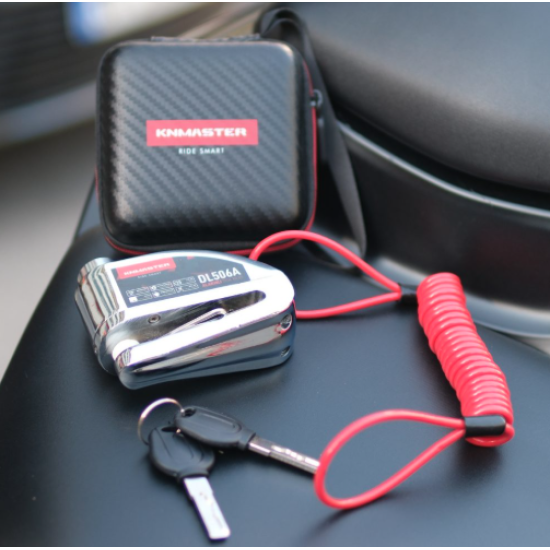 KNMASTER DL506A 6mm Alarmlı Disk Kilidi | Hatırlatma Kablosu ve Taşıma Çantası Hediye