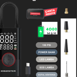 KNMASTER LP100:150PSI DİJİTAL GÖSTERGELİ ŞARJLI AKILLI LASTİK ŞİŞİRME POMPASI